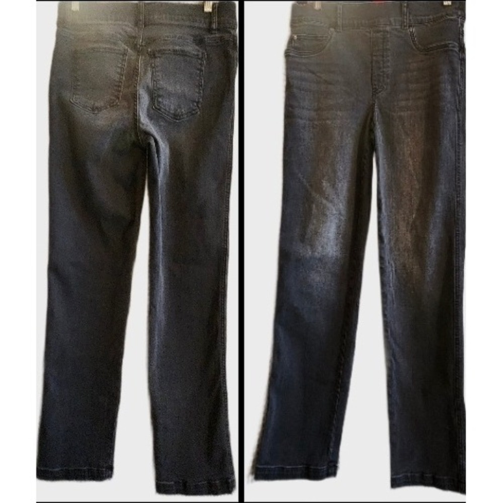 Spanx Ankle Straight Leg Jean-ish Leggings Washed Black Denim Size M 2086